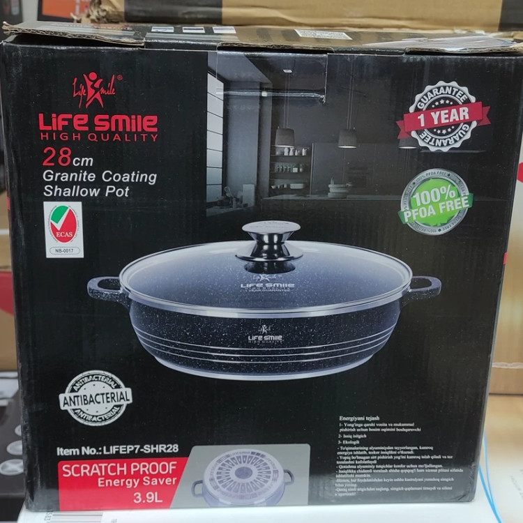 ماهیتابه تابه گرانیتی سایز 28 برند لایف اسمایل مدل lifep7 shr28