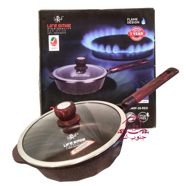 تابه دسته دار سایز 28 لایف اسمایل flcm5f 28 red ماهیتابه